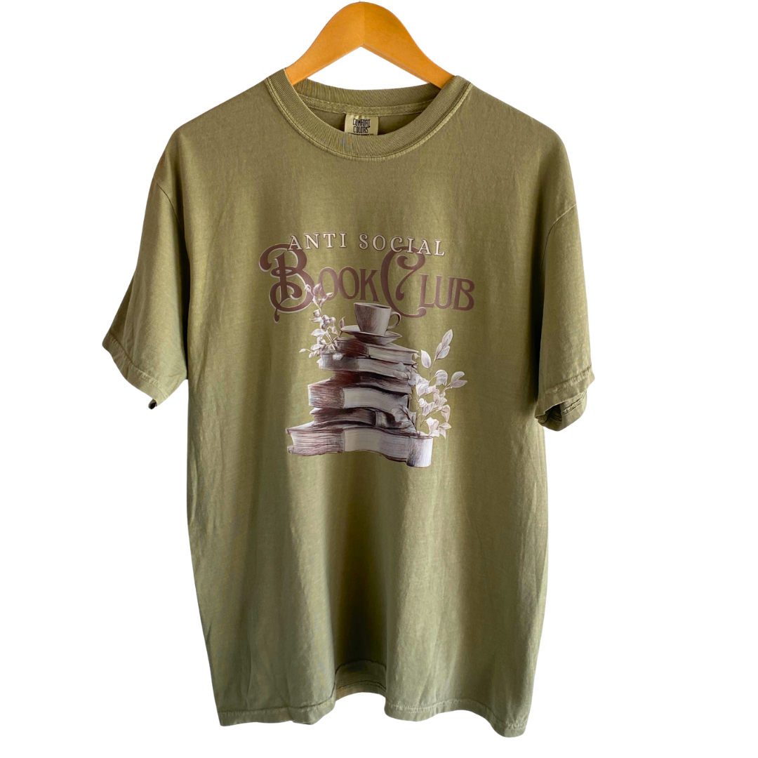 "Anti Social Book Club" Tan Tee